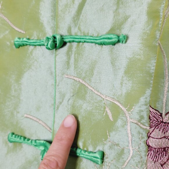 Laogudai Women's Green Floral Embroidered Long Sleeve Kimono Jacket Size Large - Picture 6 of 11